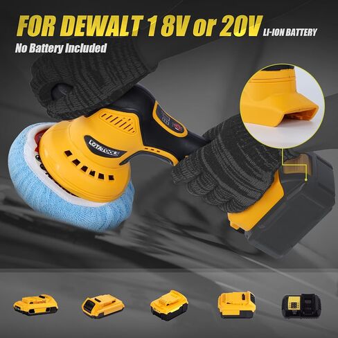 عازلة سيارة ذات سرعة قابلة للتعديل لـ Dewalt Auto Detailing عازلة تصل إلى 5500 دورة في الدقيقة، عازلة مدارية لاسلكية للسيارة 6 سرعات متغيرة in Kuwait