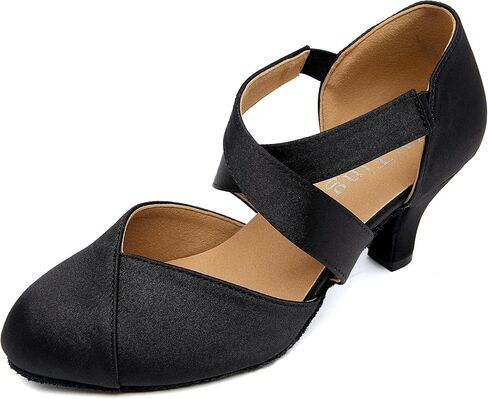 YYTing Women Swing Latin Ballroom Dance Shoes (Closed Toe, Suede Sole, Elastic Closure) 2.5 inch Heel YT28 in Kuwait