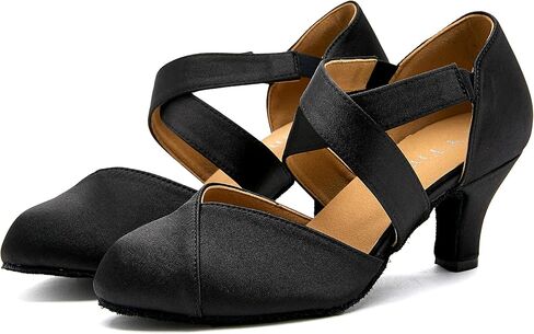 YYTing Women Swing Latin Ballroom Dance Shoes (Closed Toe, Suede Sole, Elastic Closure) 2.5 inch Heel YT28 in Kuwait