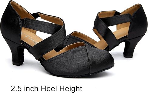 YYTing Women Swing Latin Ballroom Dance Shoes (Closed Toe, Suede Sole, Elastic Closure) 2.5 inch Heel YT28 in Kuwait