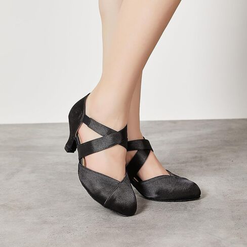 YYTing Women Swing Latin Ballroom Dance Shoes (Closed Toe, Suede Sole, Elastic Closure) 2.5 inch Heel YT28 in Kuwait