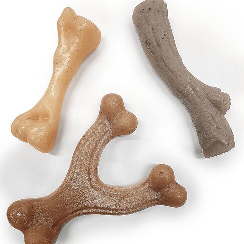 لعبة مضغ قوية للكلاب من Nylabone Gourmet Style كلاسيكية وعظم الفخذ، عبوتان، ألعاب مضغ للكلاب، نكهة الشيدر المسنة ونكهة الضلع الخلفي للأطفال، كبيرة/عملاقة (عدد 2) in Saudi Arabia