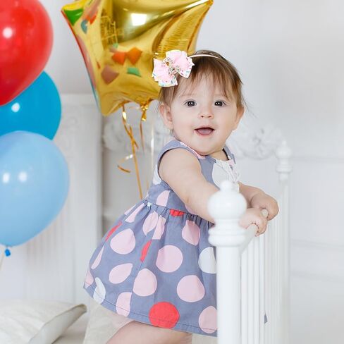 2Pcs Birthday Hair Bow for Girls, Pink Sprinkle Confetti Hair Clip for Baby Girls 1st Birthday Party Decorations in Kuwait