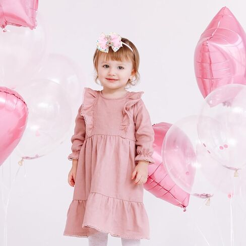 2Pcs Birthday Hair Bow for Girls, Pink Sprinkle Confetti Hair Clip for Baby Girls 1st Birthday Party Decorations in Kuwait