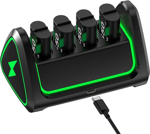 Upgraded fast charging rechargeable battery packs with Light Control, 4 x 3600mWh Xbox Controller Batteries with Battery Charging Dock/Storage for Xbox One/Xbox Series X|S, Xbox One S/X/Elite, X600 in Saudi Arabia