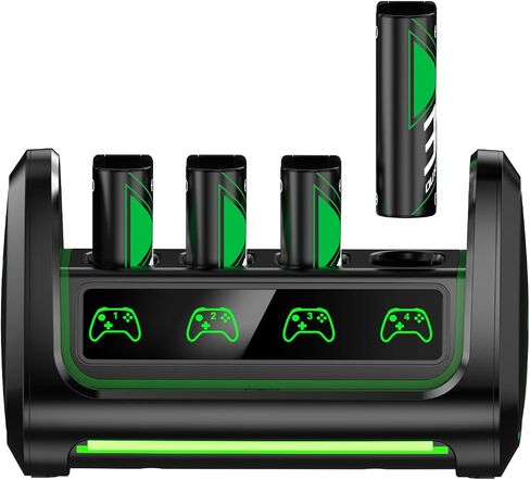Upgraded fast charging rechargeable battery packs with Light Control, 4 x 3600mWh Xbox Controller Batteries with Battery Charging Dock/Storage for Xbox One/Xbox Series X|S, Xbox One S/X/Elite, X600 in Saudi Arabia