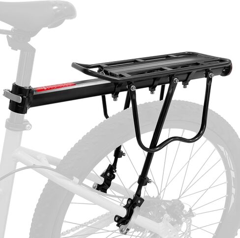 Rear Bike Rack, Aluminum Alloy Bike Cargo Pannier Rack for Back of Bike 110 Lb Quick Release Bike Reflective Adjustable Luggage Touring Carrier Cargo Rack Mountain Road Bicycle Rack Black in Kuwait