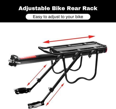 Rear Bike Rack, Aluminum Alloy Bike Cargo Pannier Rack for Back of Bike 110 Lb Quick Release Bike Reflective Adjustable Luggage Touring Carrier Cargo Rack Mountain Road Bicycle Rack Black in Kuwait