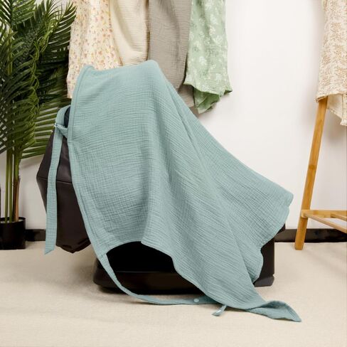 MEXXI Muslin Nursing Cover for Breastfeeding, Breathable Breastfeeding Cover for Women, Lightweight Nursing Blanket with Arch Neckline in Kuwait