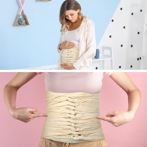 Bengkung Belly Wrap Postpartum Belly Binding Wrap Traditional Cloth Postpartum Wrap White Unbleached Muslin Cotton Cloth Wrap for Women Pregnancy Waist Supply 17 Yards Long (Locked Edge) in Kuwait