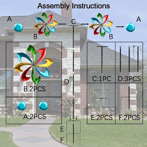 Peacock Wind Spinner for Outdoors, Metal Wind Sculpture Peacock Waterproof Decor for Garden Patio Lawn in Saudi Arabia