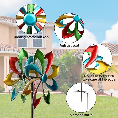 Peacock Wind Spinner for Outdoors, Metal Wind Sculpture Peacock Waterproof Decor for Garden Patio Lawn in Saudi Arabia