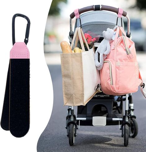 4Pack Universal Baby Stroller Hooks Clips for Hanging Bags and Shopping,Convenient Stroller Straps Accessories, Pink in Saudi Arabia