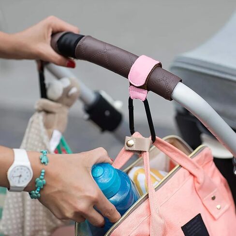4Pack Universal Baby Stroller Hooks Clips for Hanging Bags and Shopping,Convenient Stroller Straps Accessories, Pink in Saudi Arabia
