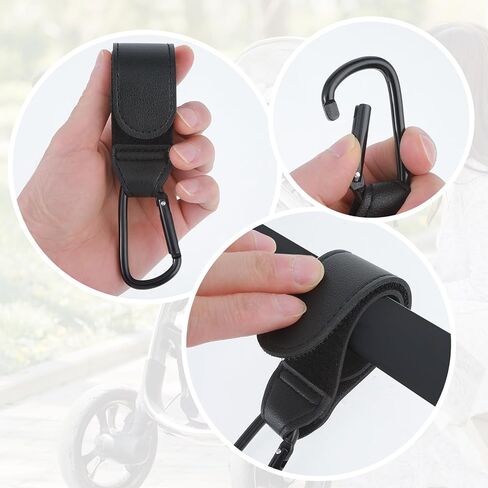 2 Pack Stroller Hooks, 6.1" Large Stroller Clips Stroller Hook Universal Stroller Accessories Multipurpose Mommy Hooks for Hanging Diaper Bags Shopping Cart (Black) in Saudi Arabia