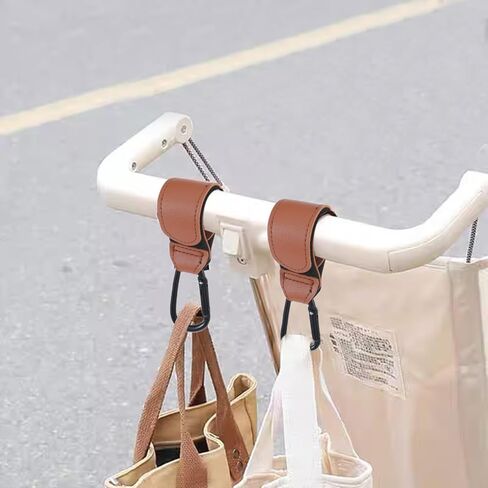 2 Pack Stroller Hooks, 6.1" Large Stroller Clips Stroller Hook Universal Stroller Accessories Multipurpose Mommy Hooks for Hanging Diaper Bags Shopping Cart (Black) in Saudi Arabia