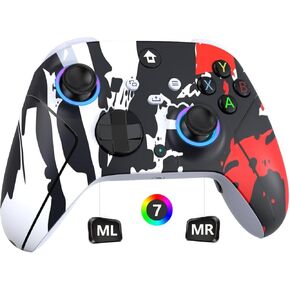 Upgraded 2.4GHz Wireless Controller for Xbox Controller, Xbox One Series X|S Consoles, PC Windows, Steam, with 7 Colors RGB Light/Programmable/Turbo Keys,Dual Vibration/3.5mm Audio Jack (Flame White)