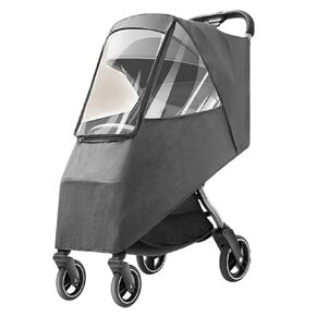 Toddler Travel Weather Shield, Stroller Raincoat, Breathable Coldproof Dustproof Stroller Rain Cover for Rainy Day (Linen Gray)