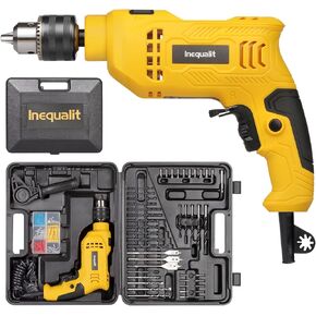4.5Amp 0-3000 RPM Corded Hammer Drill, 1/2 Inch Chuck Impact Drill with 105-Piece Accessory Set, Adjustable Speed Control, 360° Swivel Handle, Depth Gauge and Portable Carrying Case