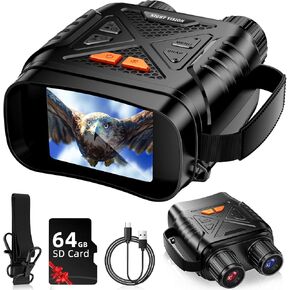 Night Vision Goggles, Night Vision Binoculars for Adults, HD Screen Thermal Binoculars with 64GB TF Card for Photos and Videos, Perfect for Outdoor Hunting Camping and Wildlife Observation
