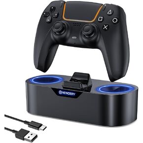 NEWDERY PS5 Controller Charger Station, Fast Charging Dock for PlayStation 5 Controllers, Single Controller Charging Stand Replacement for PS5 Controller & DualSense Edge Controller - Black