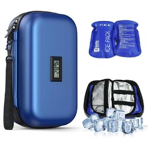 Insulin Cooler Travel Case TSA Approved Medication Cooler with Digital Thermometer Portable Diabetes Travel Case with Ice Packs for Insulin Pens Insulin Cooling Case for Travel