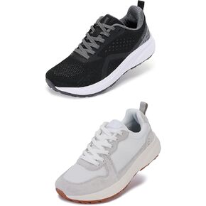 BRONAX Womens Wide Toe Box Shoes Black Grey Size 9w