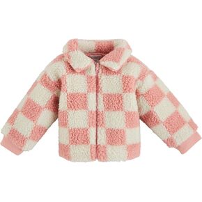 Mud Pie Girls Children Pink Check Sherpa Jacket