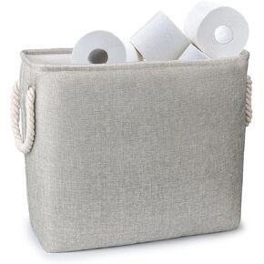 RvioMuqo Large Toilet Paper Storage Basket - Free Standing Holder for Mega Rolls, Bathroom Accessories Organizer, Grey, 1 Pack