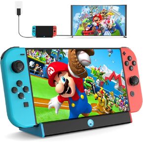 TV Docking Station for Nintendo Switch, Fophmo Portable Switch OLED Dock Station Support 4K HDMI Output with C Port/USB 3.0, Compact, Lightweight and Portable, Replacement for Official Switch Dock