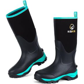 Kalkal Rubber Boots for Women, Sturdy Insulated Womens Waterproof Boots, Lightweight Anti-slip Tall Mud Rain Boots for Outdoor Gardening Farming Hunting (Size 6-11)