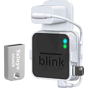 256GB USB Flash Drive and Outlet Wall Mount for Blink Sync Module 2 with Short Cable, No Messy Wires, Easy Move Mount Bracket Holder for Blink Outdoor Indoor Security Camera (1 Pack)