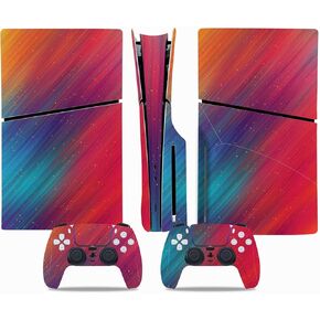 Skin Cover for PS5 Slim Disc Edition Console and Controller, Stickers Vinyl Decals for PlayStation 5 Slim Disk Edition(Pink-Blue Ball)
