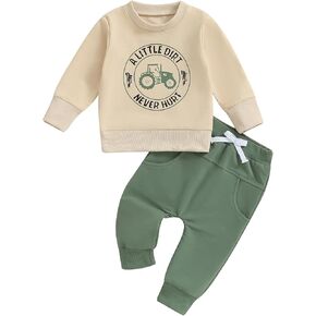 Baby Boy Fall Clothes Set Long Sleeve Letter Print Sweatshirt Pants Toddler Infant Outfits 6 12 18 24 Months 2T in Saudi Arabia