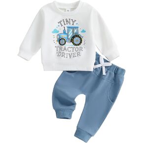 FYBITBO Infant Toddler Baby Boys Fall Clothes Long Sleeve Shirts Tops and Pants Farm Tractor Outfits Winter Clothing Sets in Kuwait