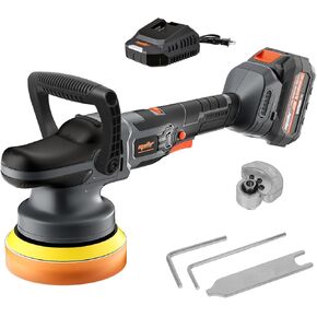 Mellif Brushless Car Buffer Polisher Compatible with Dewalt 20v Max Battery, 6" Cordless DA Random Orbit Waxer, 4.0Ah Battery Kits, 5500 OPM, 6 Variable Speeds, Detachable Handle for Car Detailing