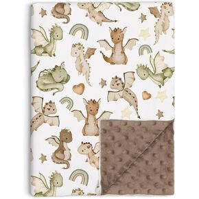 Dragon Baby Blanket for Boys Girls Soft Double Layer Minky with Dotted Backing, for Fairy Tale Theme Toddler Nursery, Newborn Infant Toddler Crib Bedding, Stroller, Receiving Blankets, 30"x40"