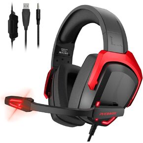 YOTMS H6 Gaming Headset with Microphone, Stereo Headset for PS4 PS5 PC Xbox One Switch, Wired Gaming Headphonesfor Laptop/Tablet, with 3.5mm Audio Jack, LED Light (Purple)
