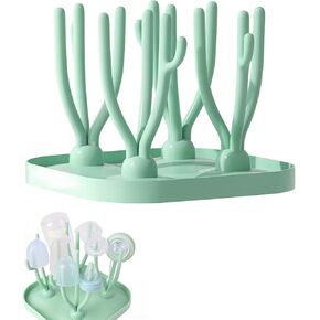 Baby Bottle Drying Rack,Countertop Drying Rack Baby Organizer for Nipples,Cups,Accessories(Green)