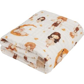 100% Organic Cotton Muslin Supersoft Baby Blanket, Luxurious Gender Neutral Swaddle & Receiving Blankets for Boys & Girls, Toddler Quilt & Stroller Blanket, Ideal Gift for Newborns (Neutral Floral)