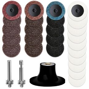 28Pcs 2 Inch Roll Lock Quick Change Discs with 1/4" Holder, Fine Medium Coarse Drill Polishing Die Grinder Attachment Rotary Tools Accessories for Polish Burr Finish Rust Paint Removal