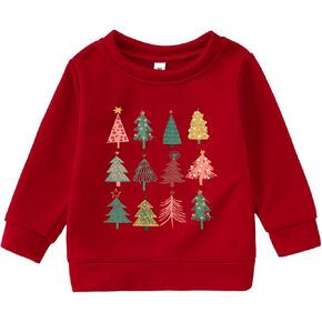 CM C&M WODRO Toddler Boy Girl Christmas Sweatshirt Christmas Trees Crewneck Pullover Shirt Little Kid Xmas Holiday Outfit Top in Kuwait