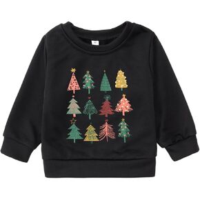 CM C&M WODRO Toddler Boy Girl Christmas Sweatshirt Christmas Trees Crewneck Pullover Shirt Little Kid Xmas Holiday Outfit Top