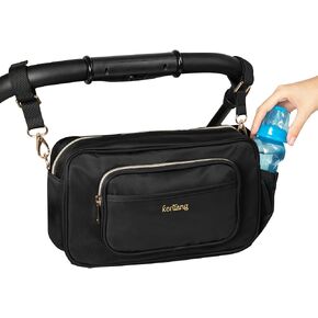 Stroller Caddy with Cup Holder, Universal Fit Stroller Organizer Bag, Waterproof Stroller Organizer with Insulated Cup Holder, Stroller Bag Organizer w/ Shoulder Strap, Stroller Wagon Accessories