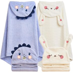 Toddler Towels Hooded Kids Bath Towels 0-6 Years Unisex Toallas Para Bebe 2-Pack 27.5"X55" Thick Ultra Absorbent Soft Baby Towels with Hood Beach Towel Bathrobe for Children, Infant, Newborn