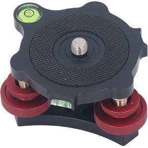 Tripod Head Leveling Base Camera Leveler, Aluminum Alloy 3 Axis Tri Wheel Head with Bubble Level, + / -5 Degree Precision, for Macro Panoramic Photography
