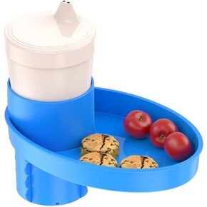 Car Seat Cup Holder Snack Tray - Easily Expands Cup Holder into 360° Cup & Travel Tray for Kids Car Seat, Booster, and Stroller(Blue)