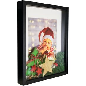 BD ART 8x10 White Shadow Box Frame with Mat for 5x7 inch Photo, Horizontal and Vertical Tabletop and Wall Display