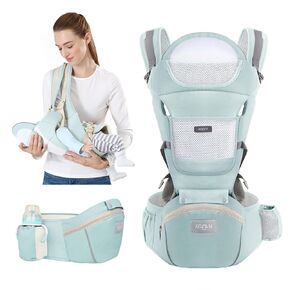 6-in-1 Ergonomic Baby Carrier with Hip Seat: Kangaroo Bag Design for Newborns to Toddlers. Front and Back Support for Parents (Gray)
