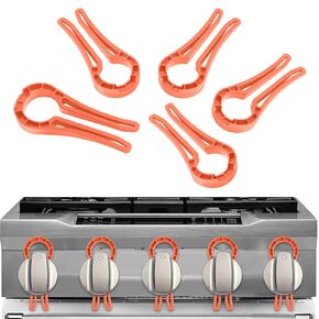 Gas Stove knob Locks —— Baby Proof Stove knob Safety Covers —— Oven knob Locks for Child Safety （ 5 Pack ） (Orange)